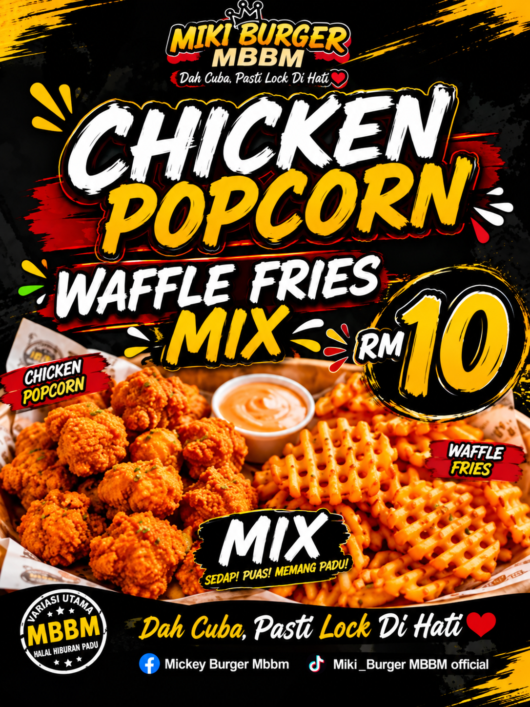 Chicken Popcorn Waffle Fries Mix